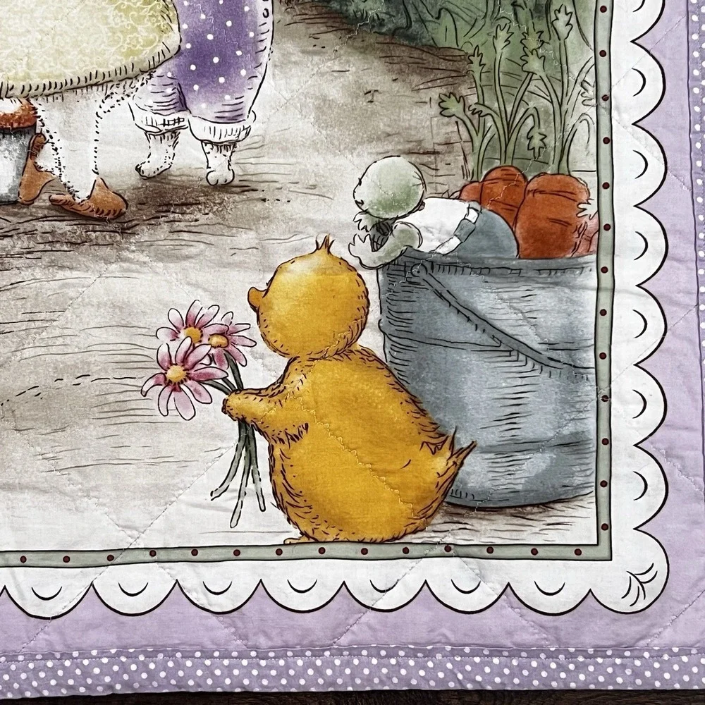 Vintage Baby Quilt Handmade Crib Blanket 41x34